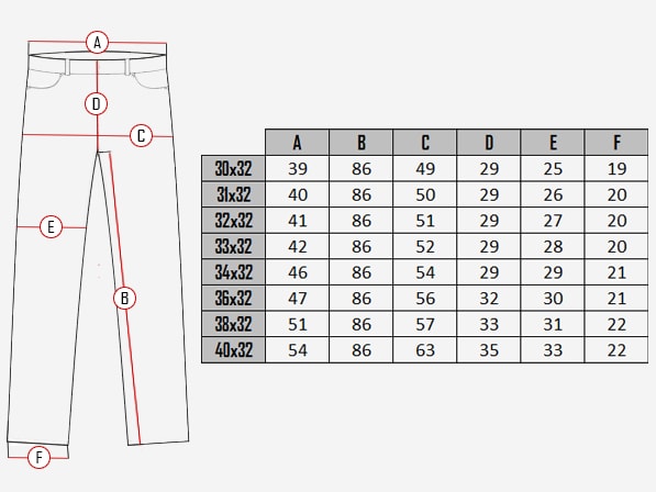 Legacy D12 Skindbukser - Sort Size table