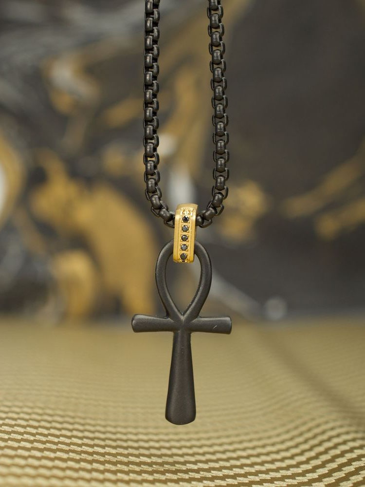 Ankh Pendant Inox Halsband - Black 5.jpg