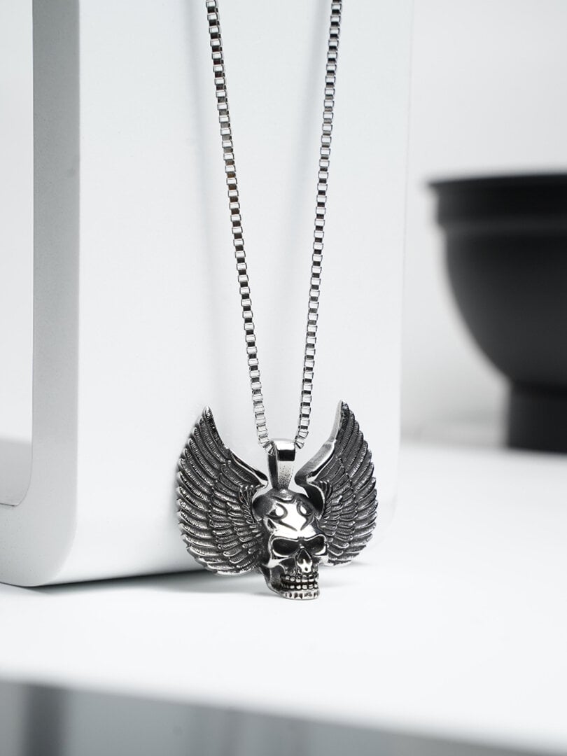Skull Wings Halsbånd - Sølv