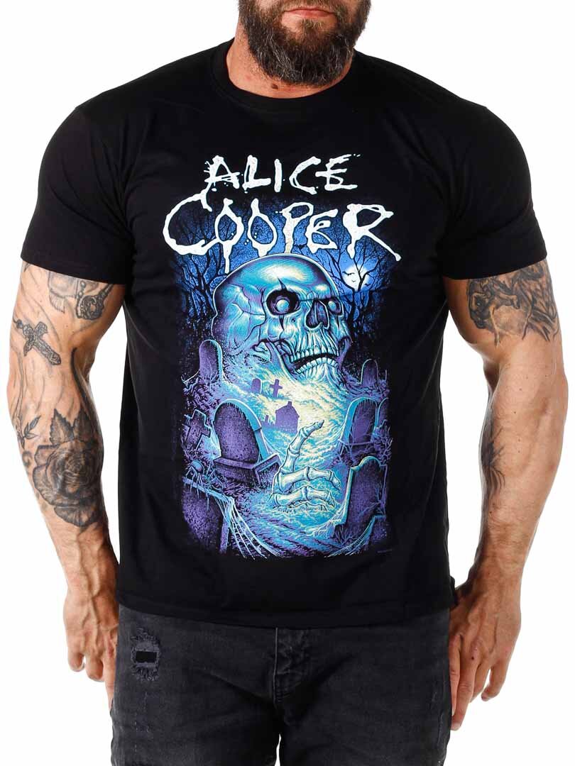 Alice Cooper Graveyard Blue T-shirt - Sort