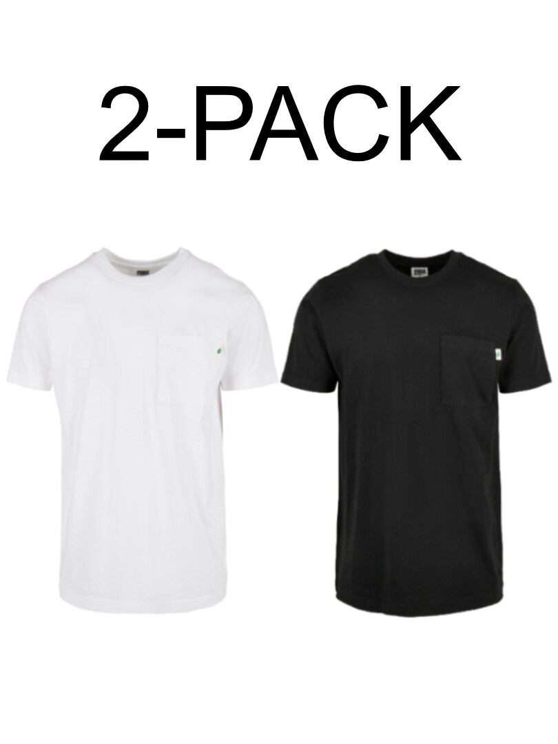 2-pak Organic Pocket T-shirt - Sort/Hvid