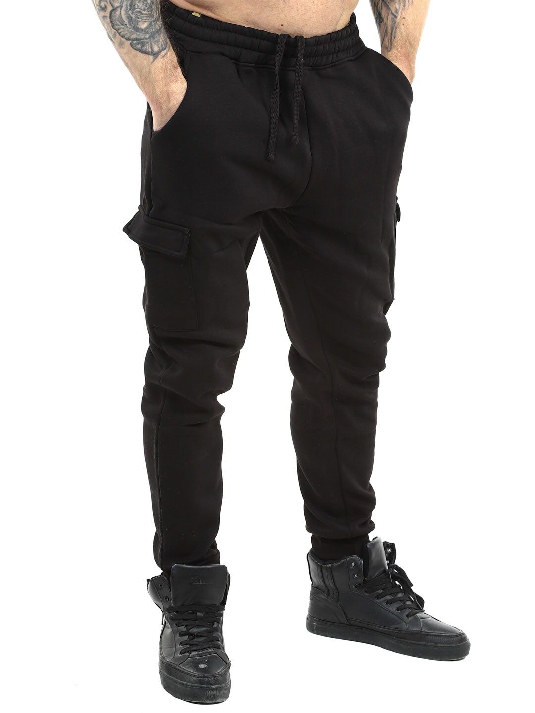 Essentials SikSilk Cargo Sweatpants - BLACK_2.jpg