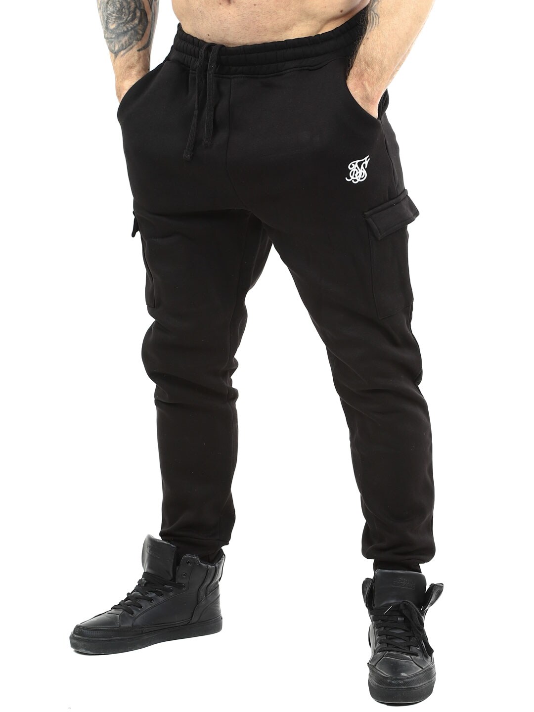 Essentials SikSilk Cargo Sweatpants - BLACK_3.jpg