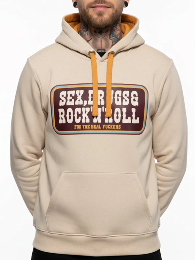 King Kerosin Rock N Roll Hoodie Beige.jpg