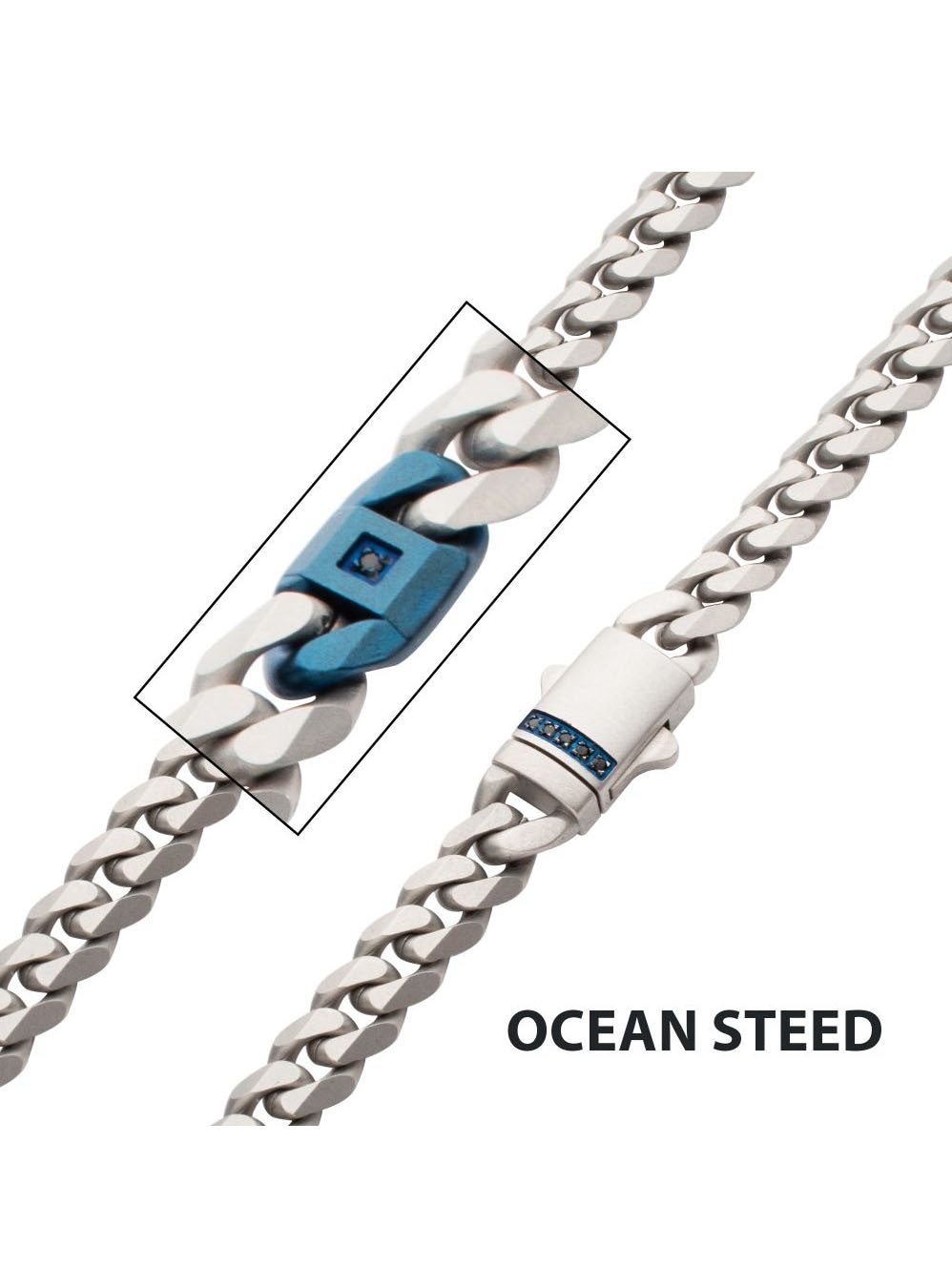 Ocean Steed Beveled Cuban Inox Halsband - Silver.jpg