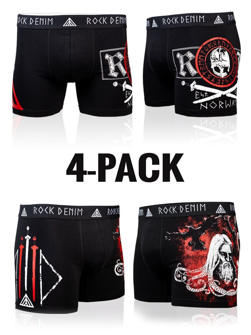 4-pak RockDenim Viking Warrior Boksershorts - Sort