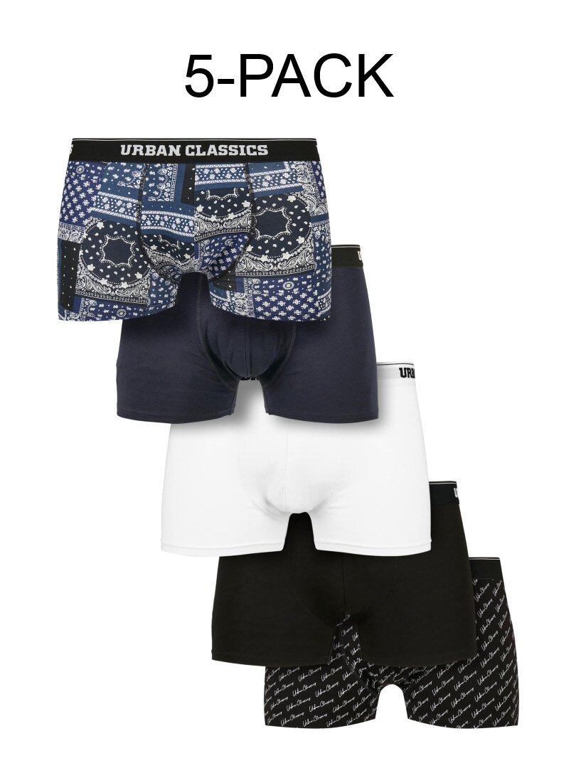 5-Pack Urban Classics Organic Boksershorts - Blå/Hvid/Sort