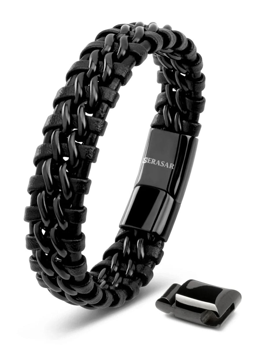 Serasar Steel Leather Armband b012.jpg
