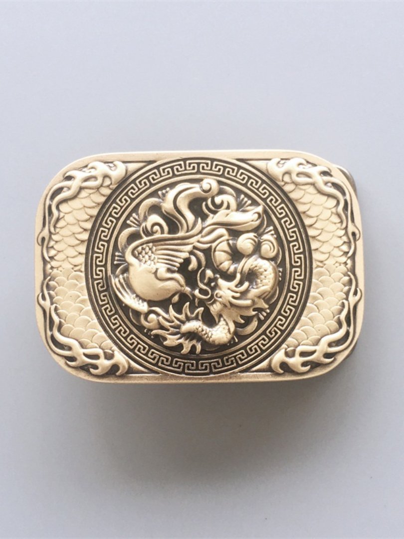 Dragon Rectangle Bæltespænde - Guld