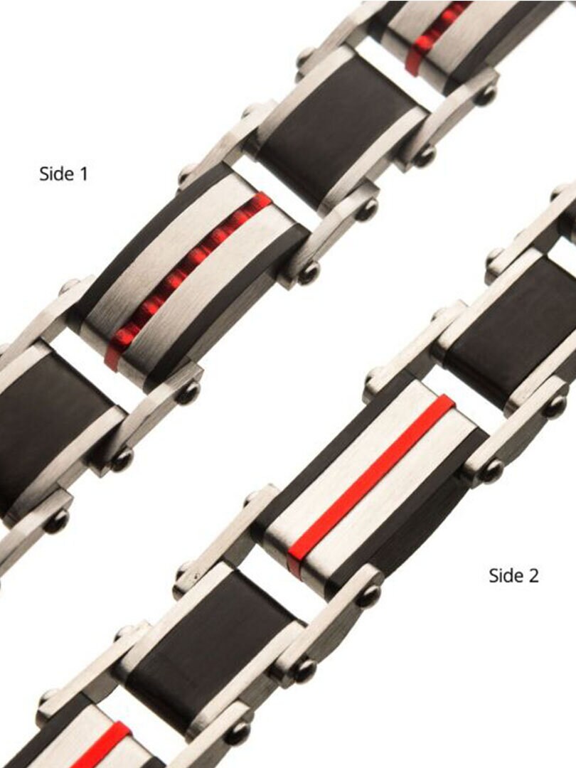 Plated Dante Inox Armbånd - Sort/Rød