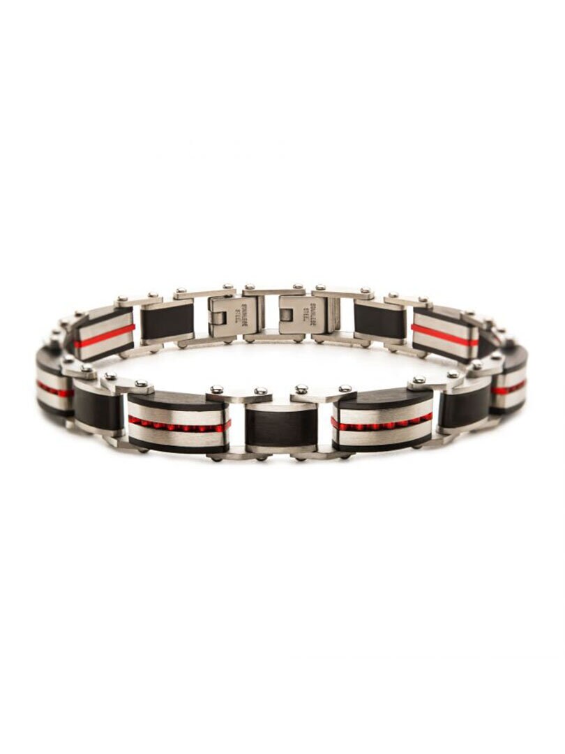 Plated Dante Inox Armbånd - Sort/Rød