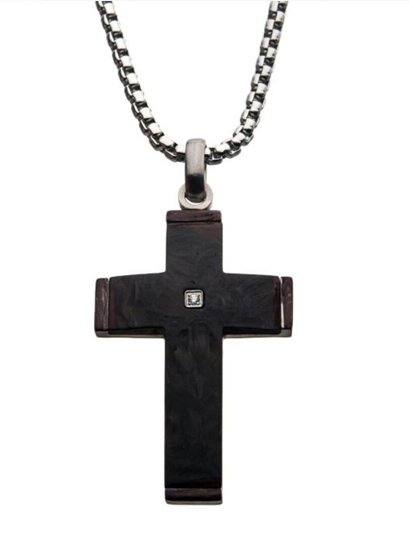 Carbon Cross Inox Halsbånd - Sort